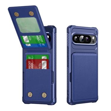 Imagem de Dteck Capa para Google Pixel 7a (6,1 polegadas) 2023, capa de telefone de couro PU/plástico com fecho de botão magnético compartimentos para cartão de crédito, função carteira/suporte, capa sólida