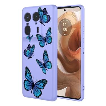 Imagem de HTXWXJC Capa de celular para Moto Edge 50 Ultra, Motorola Edge X50 Ultra XT2401-2, à prova de choque, flexível, amortecedor, TPU, capa macia com estampa de borboleta para Motorola Edge 50 Ultra Purple