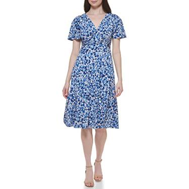 Imagem de Jessica Howard Camisa feminina de malha estampada e flare manga curta - mesa para jantar, Jeans, 42