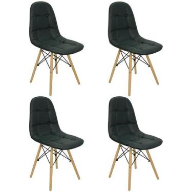Imagem de Kit 4 Cadeiras Charles Eames Botonê Eiffel Wood Estofada Couro - Liant