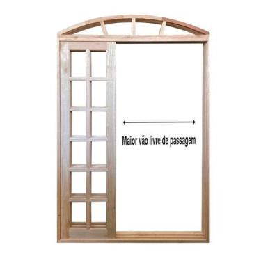 Imagem de Porta Balcão de Correr de Madeira Padrão Cedro Purgato Em Arco Esquadr