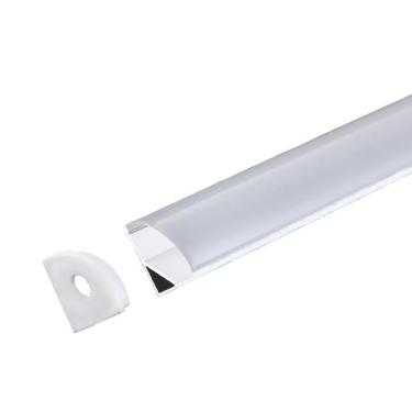 Imagem de Perfil Sobrepor Canto Oval Alumínio 2m + Fita 120 LEDS/M + Fonte 2A - 