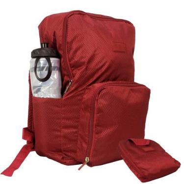 Imagem de Mochila Escolar Viagem Bolsa Academia Unissex Dobrável Vinho CBRN18260