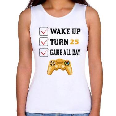 Imagem de Regata Feminina Wake Up, Turn 25, Game All Day - Foca na Moda, Branco,