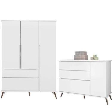 Imagem de Quarto de Bebê Melinda Guarda Roupa mais Cômoda 100% Mdf  - Phoenix Ba