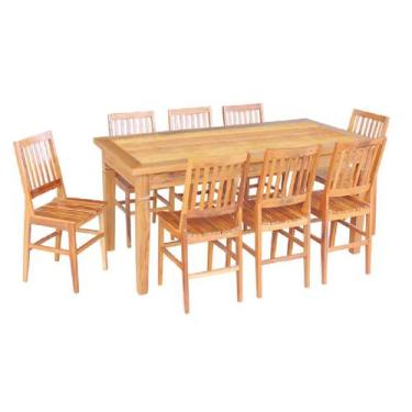 Imagem de Conjunto Mesa de Jantar 2m 8 Cadeiras Conforto Madeira de Demolição Pe
