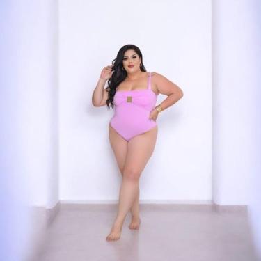 Imagem de Body Plus Size Franzindo Com Detalhe em Bijoux - luh may, Rosa, XG