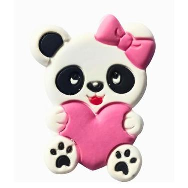 Imagem de Kit 10 Peças aplique Emborrachado Pandinha Coração Rosa - RAE