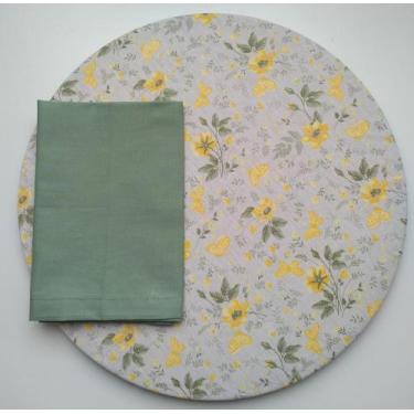 Imagem de Conjunto Capa de Sousplat + Guardanapo de Tricoline 100% Algodão 6 Un.