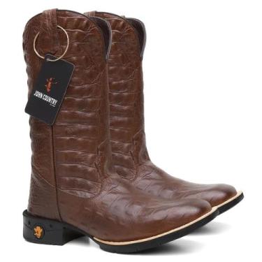Imagem de Bota Texana em Couro Estilo Exótico Jacaré Marrom Claro Ref. Jacaré-Ma