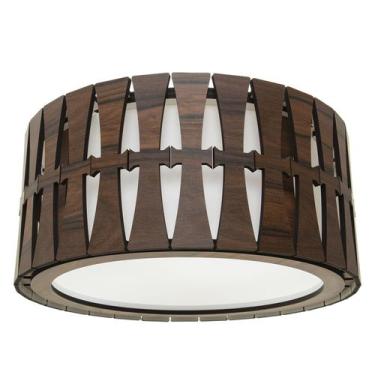 Imagem de Luminária Decorativa Madeira Plafon Maracaju 25cm - CREATUS, Pau Ferro