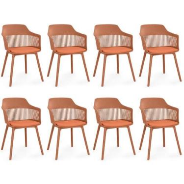 Imagem de Kit 8 Cadeiras de Jantar Estofada Marcela - Marrom - Magazine Decor