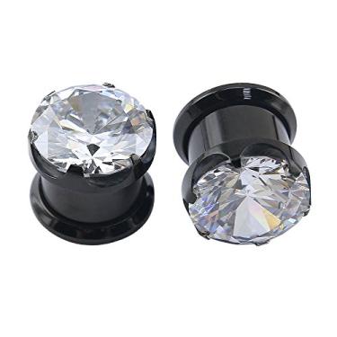 Imagem de ZS Lindos alargadores de túneis de zircônia cúbica de aço inoxidável 316L, alargador de orelha, alargador de orelha, calibres de orelha pretos, Aço inoxidável