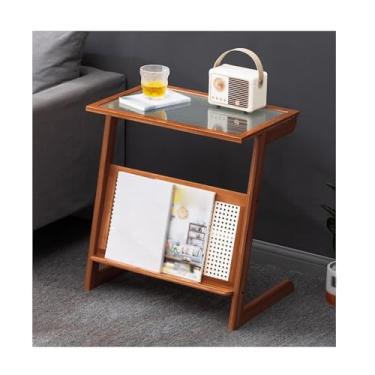 Imagem de Sofa Side Table，Small coffee table，Bedroom Side Table，Nightstand，Storage Rack，Open Storage Space，for Small Spaces，Bedroom，Living Room，Yellow，Brown，Black(Brown)