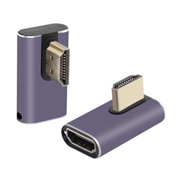 Imagem de RIIEYOCA Adaptador HDMI macho para fêmea com ângulo esquerdo de 90 graus, conector HDMI 2.1UHD de 48 Gbps, extensor 3D, suporta 8K @60Hz 4K @120Hz, compatível com HDTVs, laptops, Roku TV (2 unidades