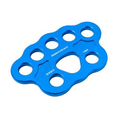 Imagem de FTGear Placa de equipamento de escalada durável 45KN, placa de corda de pata de 8 furos para carga uniforme, placa de âncora múltipla para escalada, tirolesa e resgate de quintal, azul