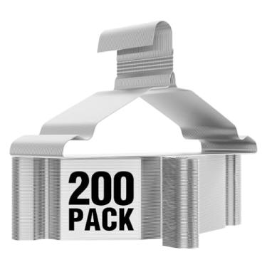 Imagem de Cabides de arame, pacote com 200, cabides de metal a granel para casacos, cabides de metal com economia de espaço, ultrafinos, antiderrapantes com ranhura, para ternos, camisas, calças, saias de