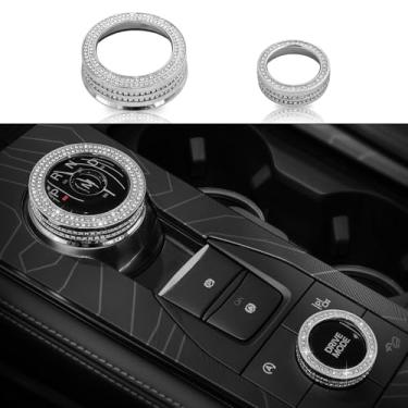 Imagem de HHLOU Acessórios Bling para Ford Explorer 2020 2021 2022 2023 2024 2025 Capa de botão de modo de acionamento Peças interiores de metal de cristal brilhante 2 peças (tampa do botão do modo de