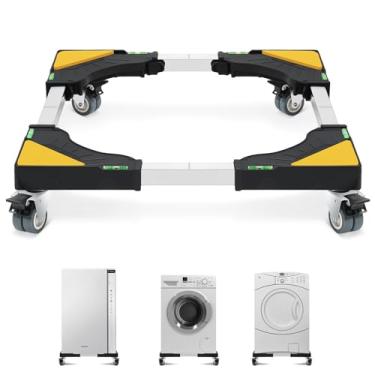 Imagem de W B D WEIBIDA rolo móvel com 4 rodas de travamento, móvel ajustável dolly mini geladeira suporte aparelho dollys carrinho lavadora pedestal para máquina de lavar portátil, secadora, geladeir