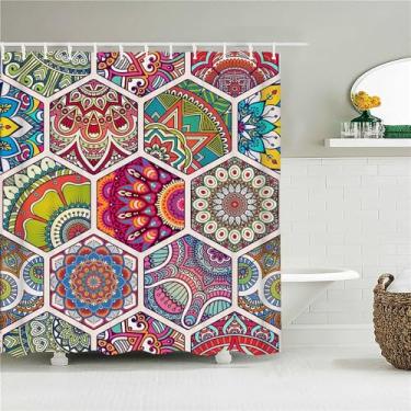 Imagem de Cortina de chuveiro à prova d'água Cortinas de banheiro Tela de banho de poliéster Decoração de banheira com 12 ganchos, 2434M, L210xA180cm