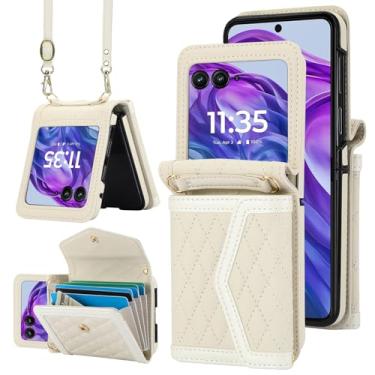 Imagem de Capa de celular para Motorola Razr Plus 2024/Moto Razr 50 Ultra carteira com protetor de tela com bloqueio de RFID, compartimento para cartão de crédito, alça transversal, suporte RazrPlus Plus2024 +