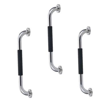 Imagem de Barra de Apoio Inox 30cm Suporte Antiderrapante Banheiro Box Kit 3 unidades Casa Escada Criança Idoso Gestante Acessibilidade