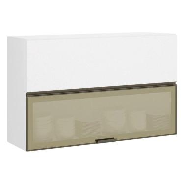 Imagem de Armário Basculante Misto Perola 120 Cm 2 Portas Alumínio E Com Vidro Reflecta Bronze Lu...