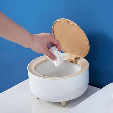 Imagem de Lixeira Com Pés de Madeira Moderna Com Tampa de Pressão Para Sala Banh