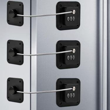 Imagem de Pacote com 3 Fridge Lock Locilot para crianças e adultos (preto)