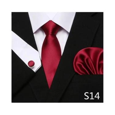 Imagem de Conjunto de Abotoaduras e Gravata Xadrez Vermelha para Homens - Ideal 