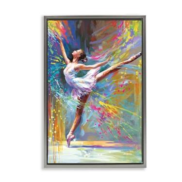 Imagem de Stupell Industries Design de arte de parede em tela emoldurada Ballerina with Modern Splash Gray Floater por Leon Devenice, 53 x 78 cm