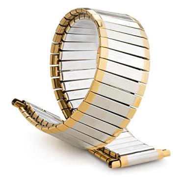 Imagem de Speidel Pulseira de relógio masculina elástica confortável de aço inoxidável, pulseira de substituição de dois tons, 16-22 mm, extremidade reta sem fecho extralonga