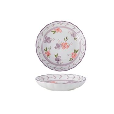 Imagem de Conjunto de louça e tigela personalizada de estilo japonês, utensílios de mesa de cerâmica para restaurante doméstico, hotel, arroz, tigela de sopa - prato de 18 cm - colorido