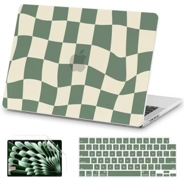 Imagem de AKIT Capa compatível com MacBook Pro de 14 polegadas 2025 2024-2021 M5 M4 M3 M2 M1 A3434 A3112 A3185 A3401 A2918 A2992, capa de laptop com padrão exclusivo + protetor de tela + capa de teclado, xadrez
