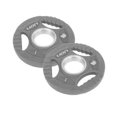 Imagem de Par Anilha Olímpica 1 Kg Lion Para Musculação Vulcanizada Em Aço Maciço Revestido Em Borracha Resistente