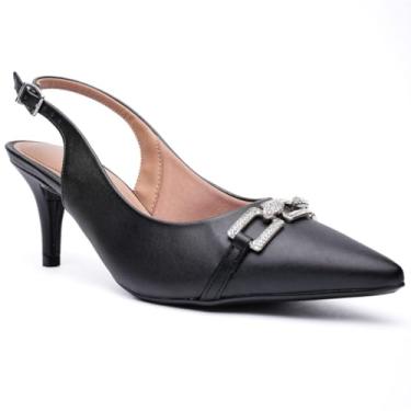 Imagem de Scarpin Vizzano Slingback Strass Salto Médio - Preto - 34