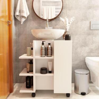 Imagem de Armário Organizador Gabinete Para Banheiro Pia De Coluna - JM3, Branco