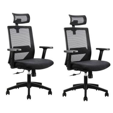 Imagem de Kit 2 Cadeiras Presidente Nr17 Office Chicago Preto