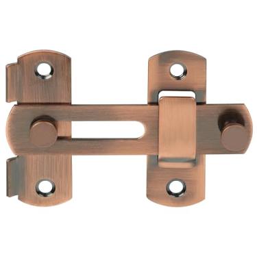 Imagem de Alise Fechaduras de porta de segurança para cercas de madeira de celeiro portas francesas deslizantes, ferragens de aço inoxidável resistentes, bronze vermelho, MS9001-R