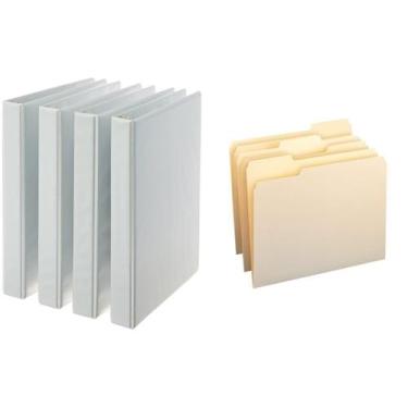 Imagem de Pacote: fichário de 3 anéis, 1 polegada, branco, pacote com 4, mais de