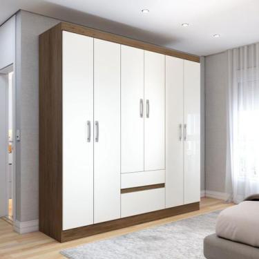 Imagem de Guarda-Roupa Casal Las Vegas 6 Portas 2 Gavetas Imbuia/Champanhe - Pan