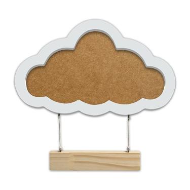 Imagem de Porta Maternidade Para Amigurumi Em Mdf Colorido Moldura Nuvem Com Plaquinha Cor:BRANCO;Tamanho:17,5x30,8 cm