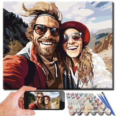 Imagem de Kidstique Personalize seu kit de pintura por números DIY personalizado usando uma foto de sua escolha. Ótima ideia de presente para o Dia dos Namorados, Dia das Mães ou Dia dos Pais 16x16