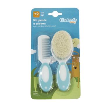 Imagem de Pente e Escova com Cerdas Naturais - Azul - Girotondo Baby