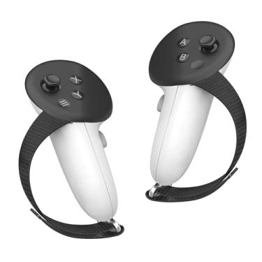 Imagem de Compatible with Meta Quest 3/3S Protective Grip Cover Set Anti-Slip Anti-Fall Design Adjustable Strap System Ergonomic Wrist Strap Easy Installation Durable ABS & Nylon (Black)