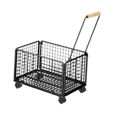 Imagem de ＫＬＫＣＭＳ Cesta de Armazenamento com Rodinhas, Organizador de Mão com Rodas, Cesta de Flores com Rodas, Carrinho Utilitário para Bonecas, Brinquedos, Acampament, Preto, 43CMX28CMX28CM