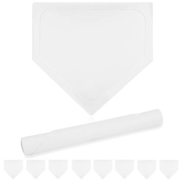 Imagem de Mototo 8 peças de base de beisebol branca para casa de beisebol de borracha 40,6 cm placa de softbol base de kickball jogada para baixo para prática de kickball equipamento de treinamento de arremesso