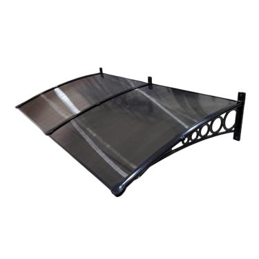 Imagem de Toldo Policarbonato 1,05x0,80m Cobertura para Portas e Janelas Imperial com Fita de Vedação Proteção Casa e Comércio com Filtros de Raios UV (Fumê com Preto, 1,0 5x 0,80)