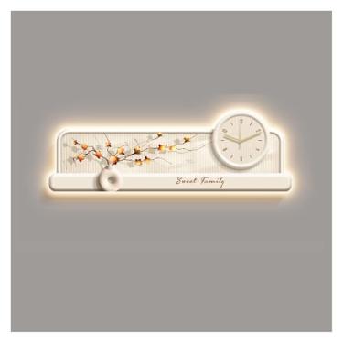 Imagem de Pintura decorativa com relógio Sala de estar Decorativo Grande Relógio de Parede Luminária de Parede, 3D Grande Arte de Parede Pendurada Relógio de Parede Paisagem Luminária de Parede Escultura, Luz A