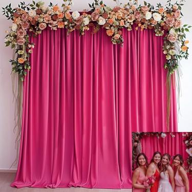 Imagem de TOAOFY 2 painéis de 1,5 m x 3,7 m de poliéster para fotografia cortinas de fundo rosa fúcsia sem rugas pano de fundo para festa de casamento suprimentos de decoração de casa, 3,5 m (L) x 3,5 m (A